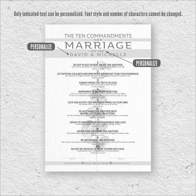10 Commandments for Marriage personalization