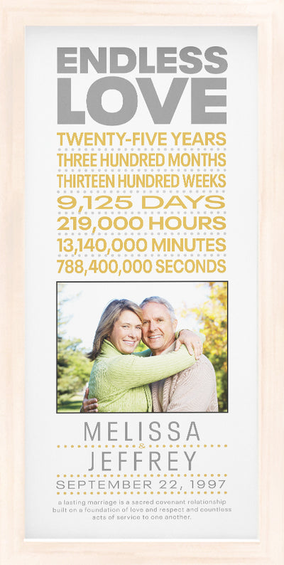 25th Anniversary | Personalized Marriage, Print or Framed Print - Statistics Photo Style B