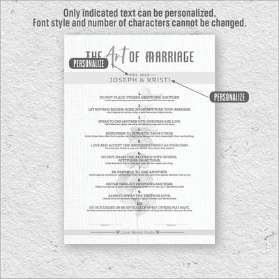 The Art of Marriage personalization