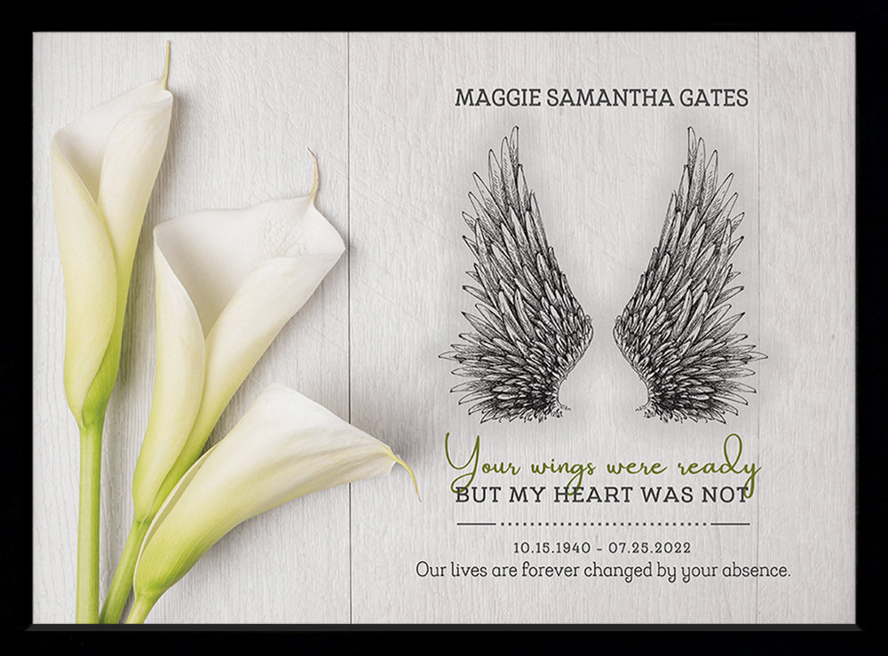 Your Wings | Personalized Memorial, Grief, Sympathy, Bereavement, Condolence,  Celebration of Life Gift Print or Framed Print | Style C