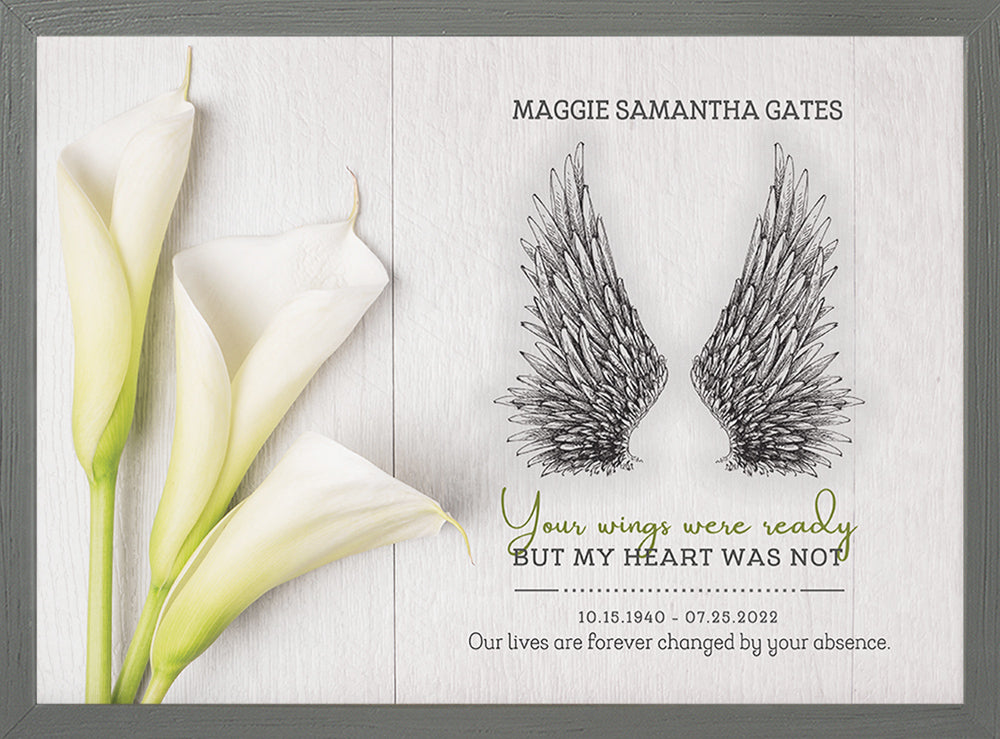 Your Wings | Personalized Memorial, Grief, Sympathy, Bereavement, Condolence,  Celebration of Life Gift Print or Framed Print | Style C