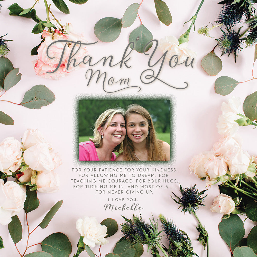 Thank You Mom | Personalized Mom Mother's Day Birthday Print or Framed Print | Photo