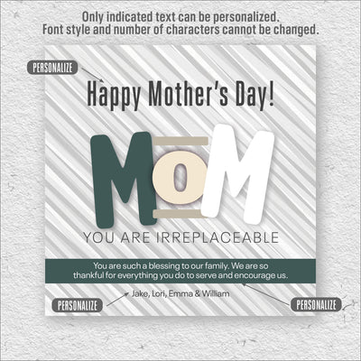 Mother's Day Birthday Personalized Print or Framed Print | You Are Irreplaceable