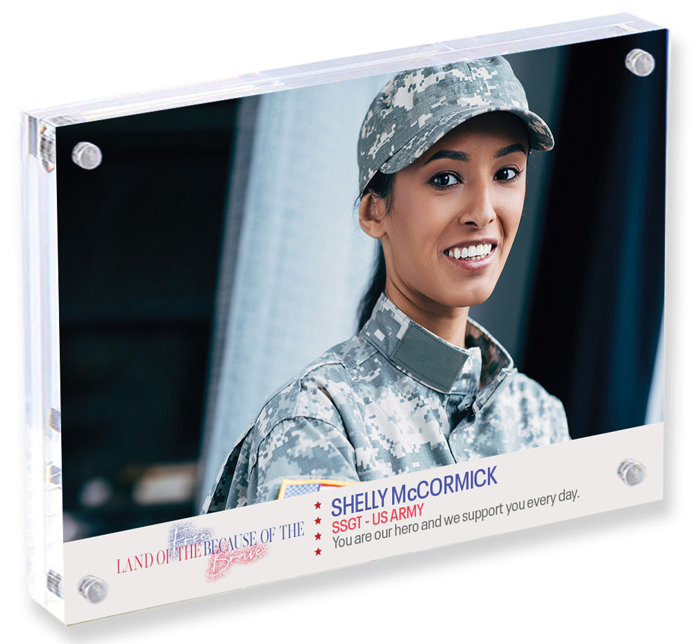 Land of the Free | Personalized Active Military, Retired Military Decor - Acrylic Frame