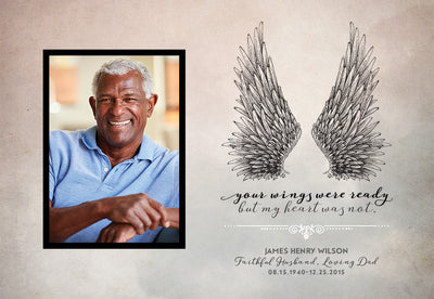Your Wings | Personalized Memorial, Grief, Sympathy, Bereavement, Condolence, Celebration of Life Gift Print or Framed Print | Photo Style I