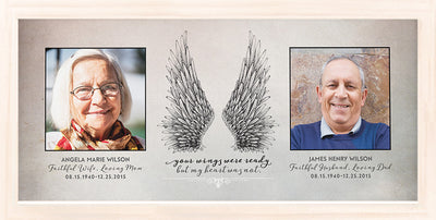 Your Wings 2 Photos | Personalized Memorial, Grief, Sympathy, Bereavement, Condolence, Celebration of Life Gift Print or Framed Print | Style L