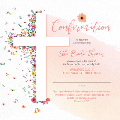 Dedication, Confirmation, Baptism | Personalized Print Wall Decor - Cross
