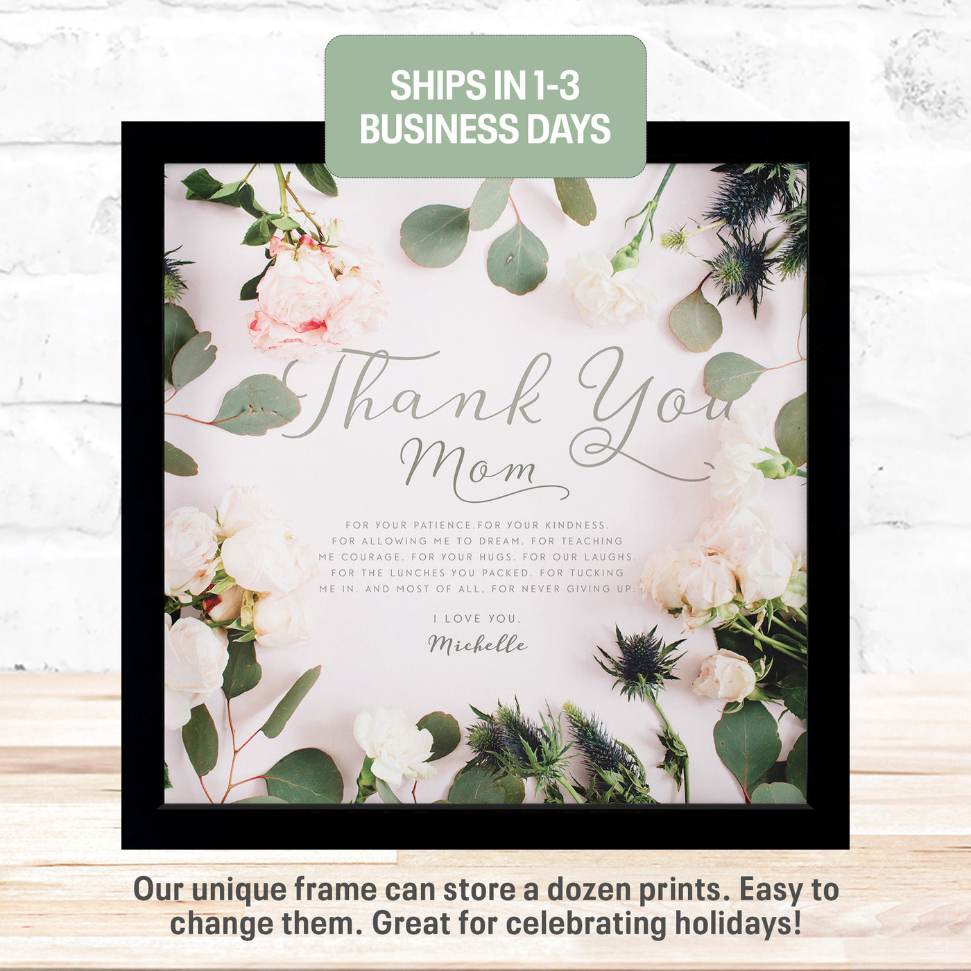 Thank You Mom | Personalized Mom Mother's Day Birthday Print or Framed Print