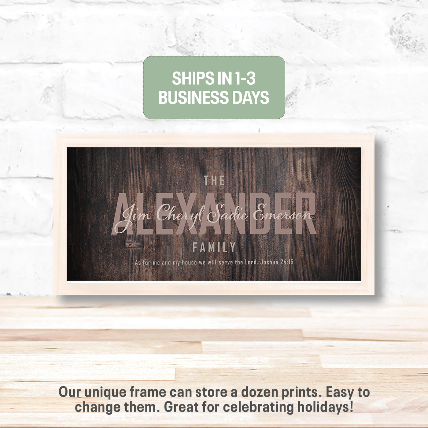 Family Name | Personalized Print, Wall Decor - Dark Wood