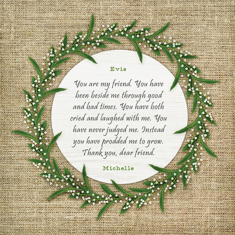Friend Wreath | Personalized Friendship, Thank You, Print, Wall Decor - Burlap