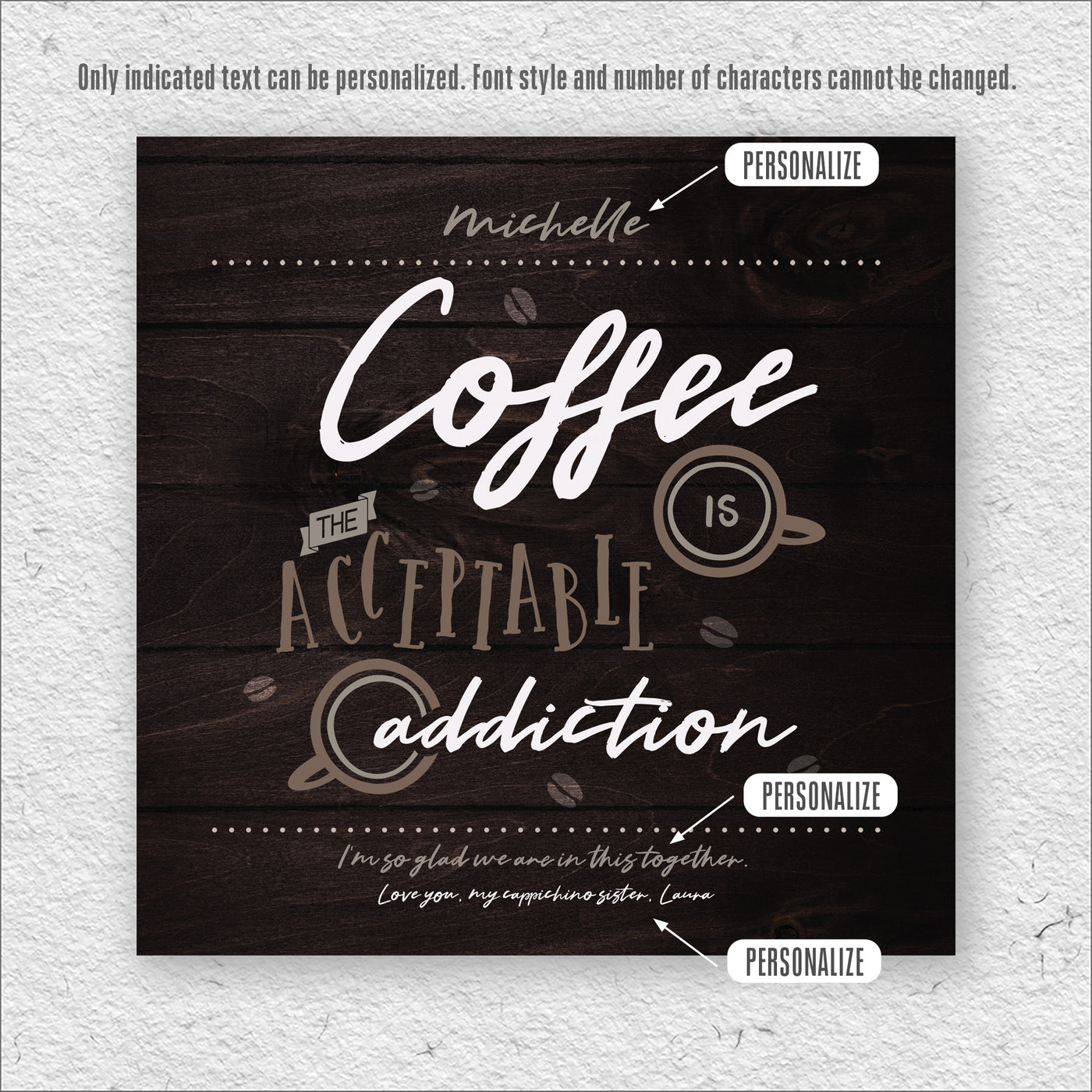 Coffee The Acceptable Addiction | Personalized Kitchen Print, Wall Decor
