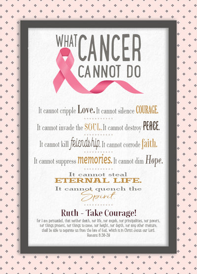 What Cancer Cannot Do | Personalized Cancer Encouragement Print, Wall Decor - Pink Ribbon