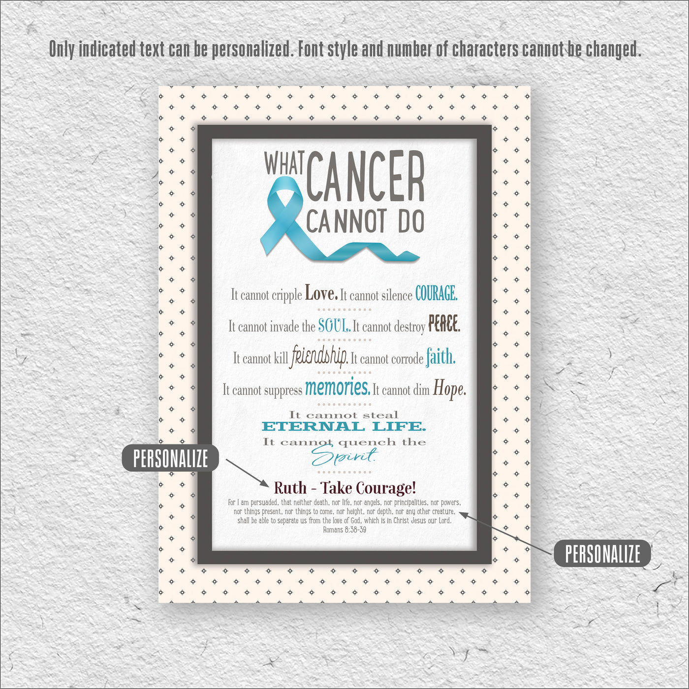 What Cancer Cannot Do | Personalized Cancer Encouragement Print, Wall Decor - Blue Ribbon
