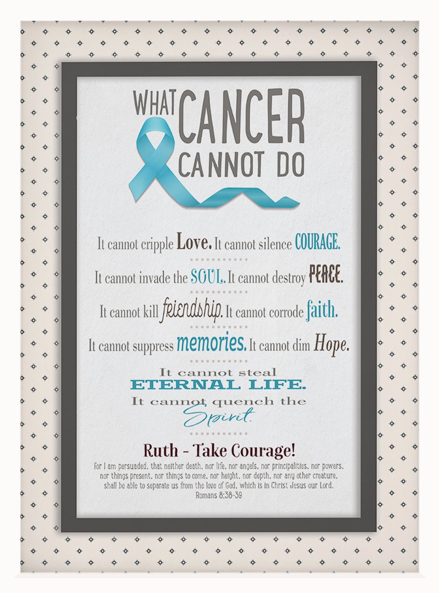 What Cancer Cannot Do | Personalized Cancer Encouragement Print, Wall Decor - Blue Ribbon