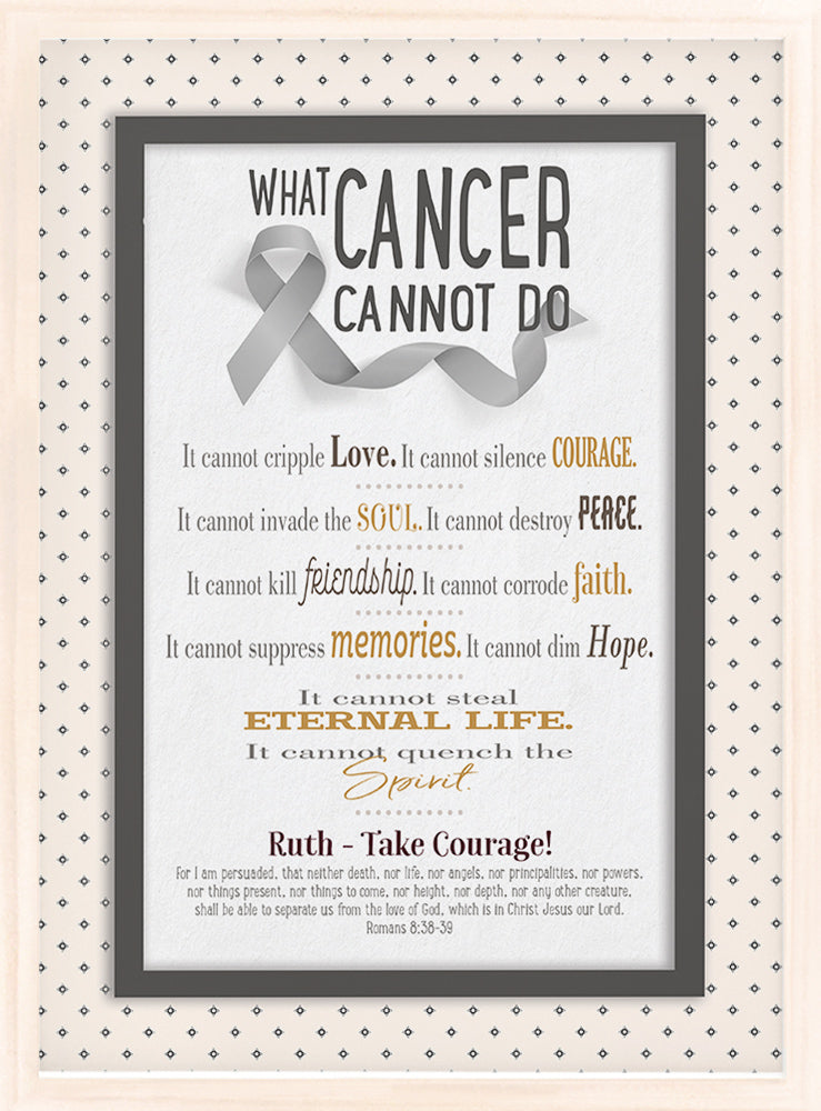 What Cancer Cannot Do | Personalized Cancer Encouragement Print, Wall Decor - Gray Ribbon