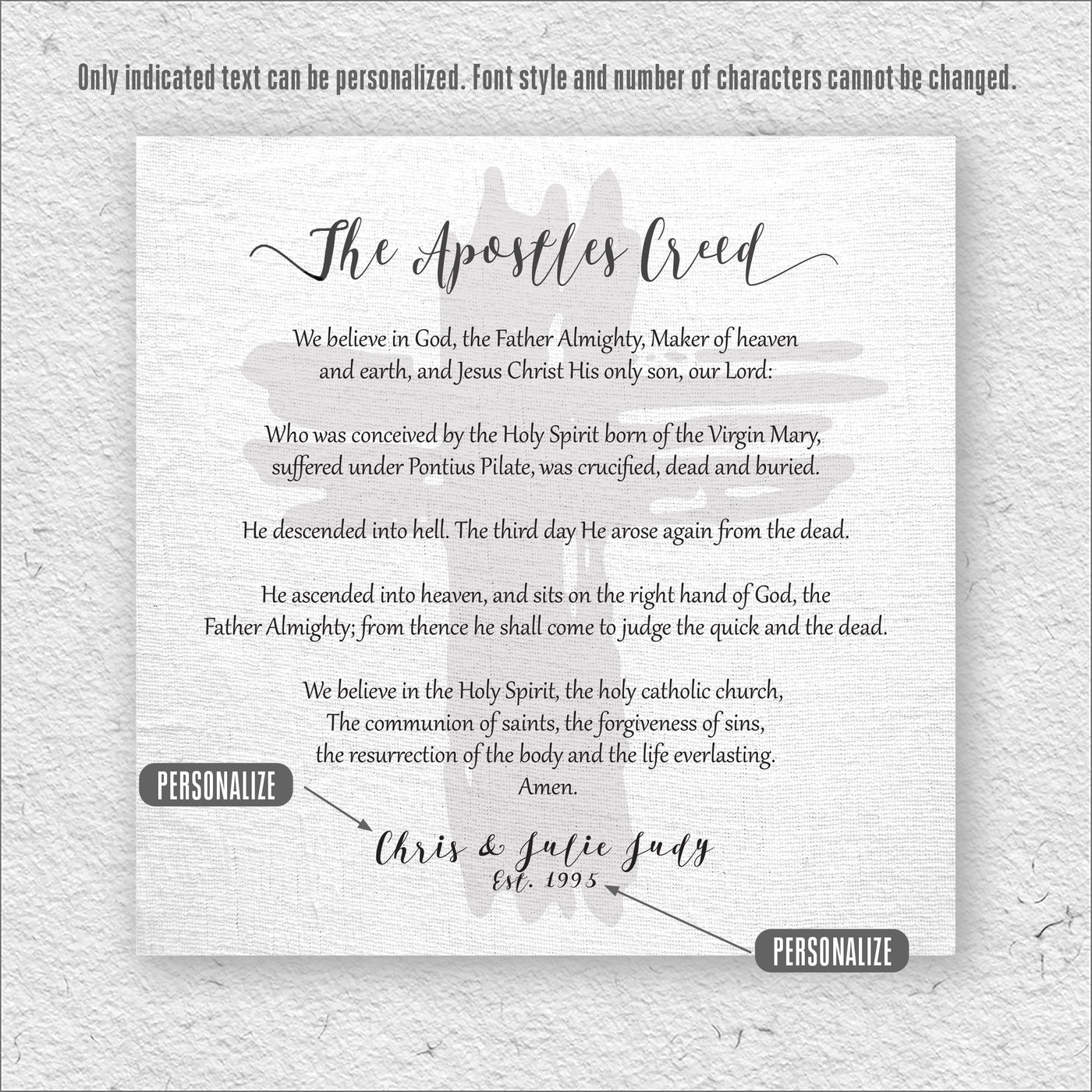 The Apostles' Creed | Traditional Text Version, Print, Wall Decor ...