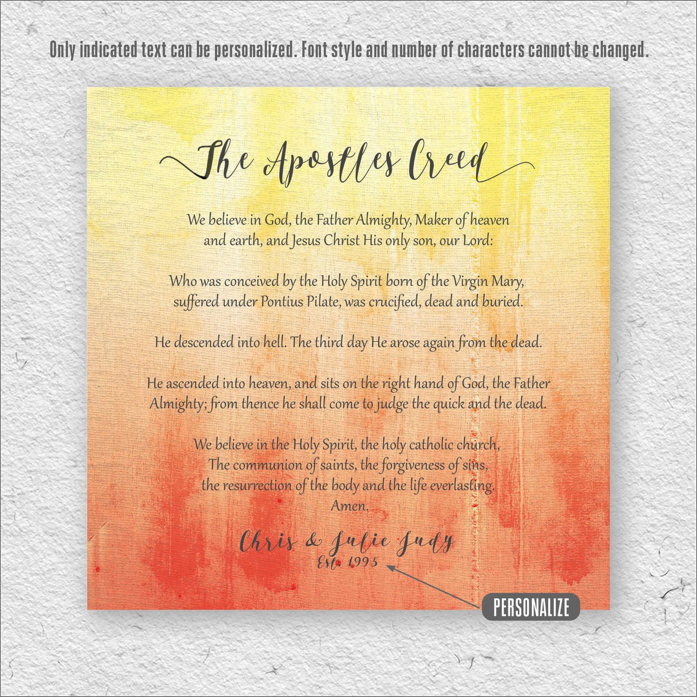 The Apostles' Creed | Traditional Text Version, Print, Wall Decor ...