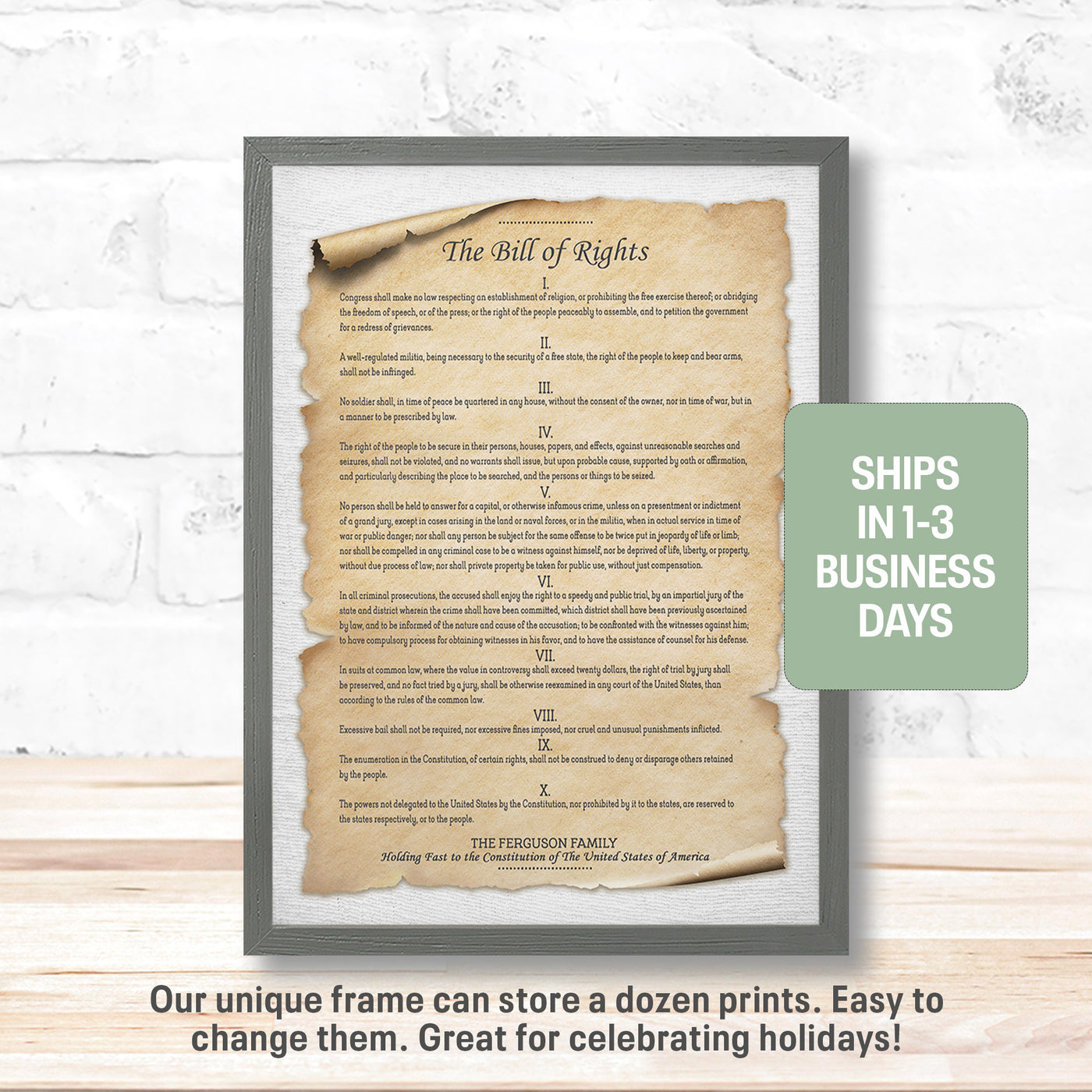 The Bill of Rights | Personalized Print, Wall Decor