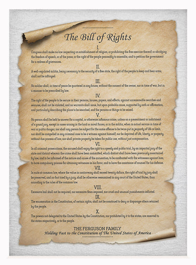 The Bill of Rights | Personalized Print, Wall Decor