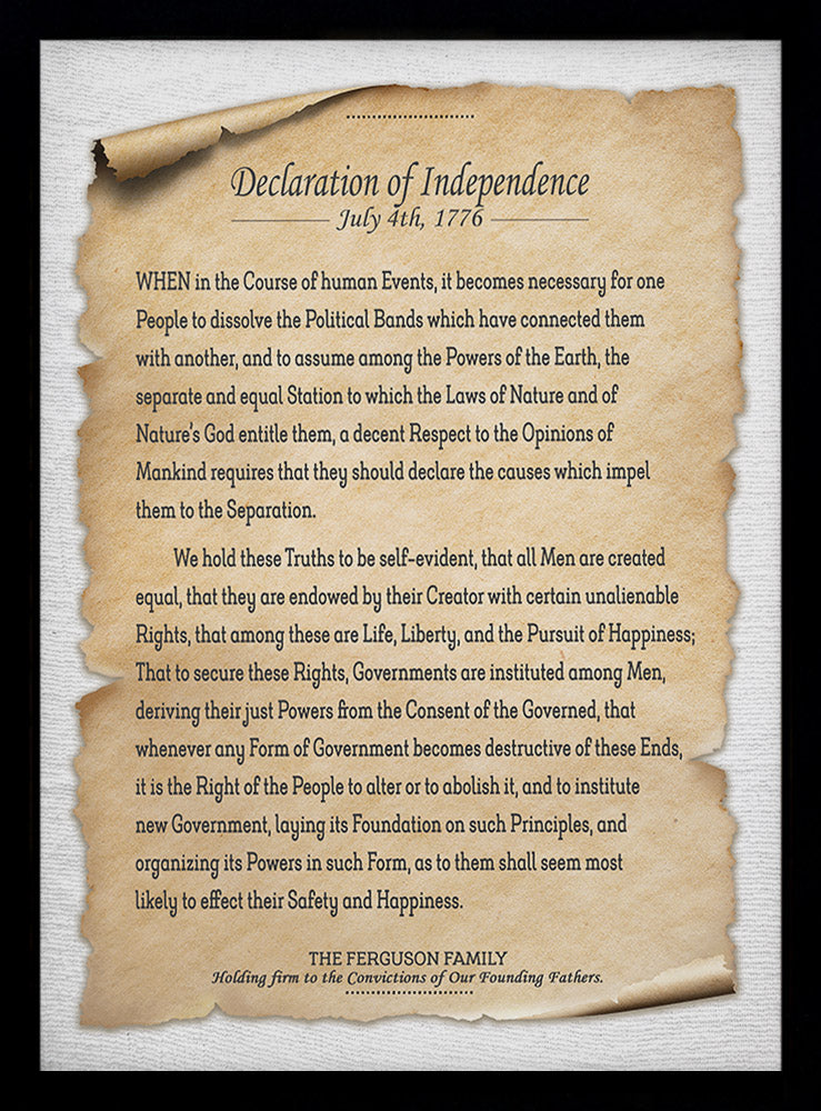 The Declaration of Independence | Personalized Print, Wall Decor