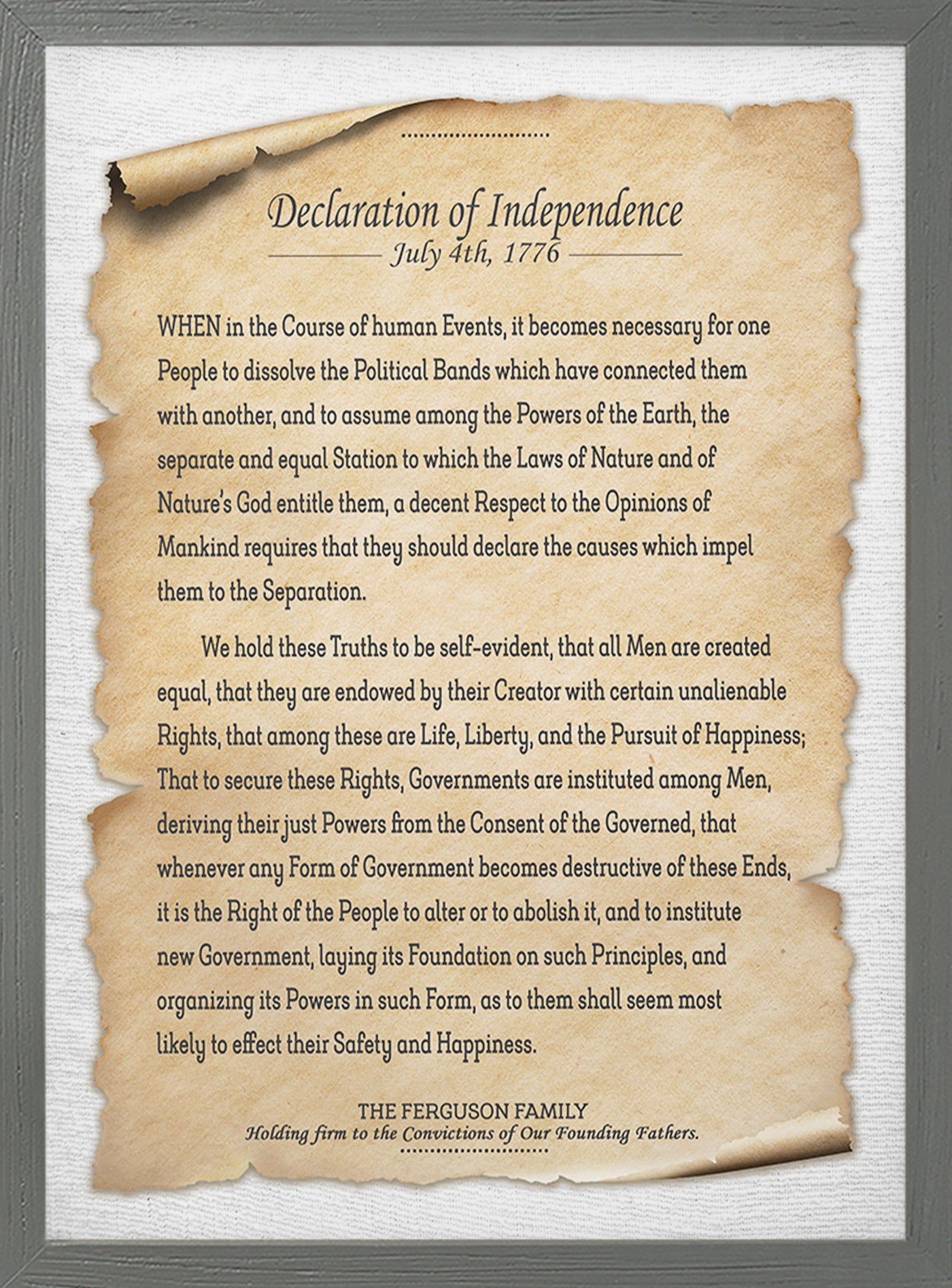 The Declaration of Independence | Personalized Print, Wall Decor