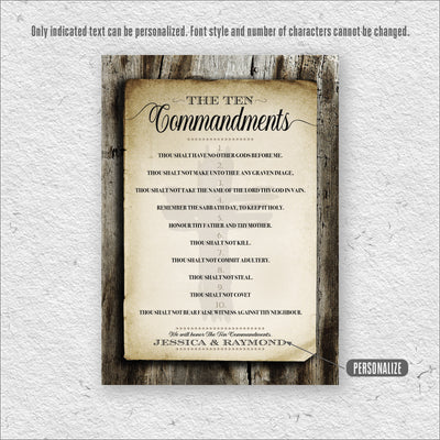 The Ten Commandments | Scripture Print, Wall Decor - Rustic