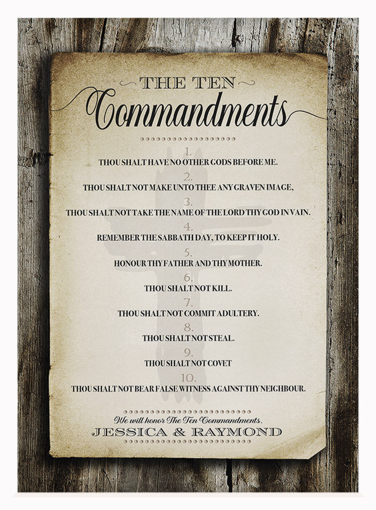 The Ten Commandments | Scripture Print, Wall Decor - Rustic