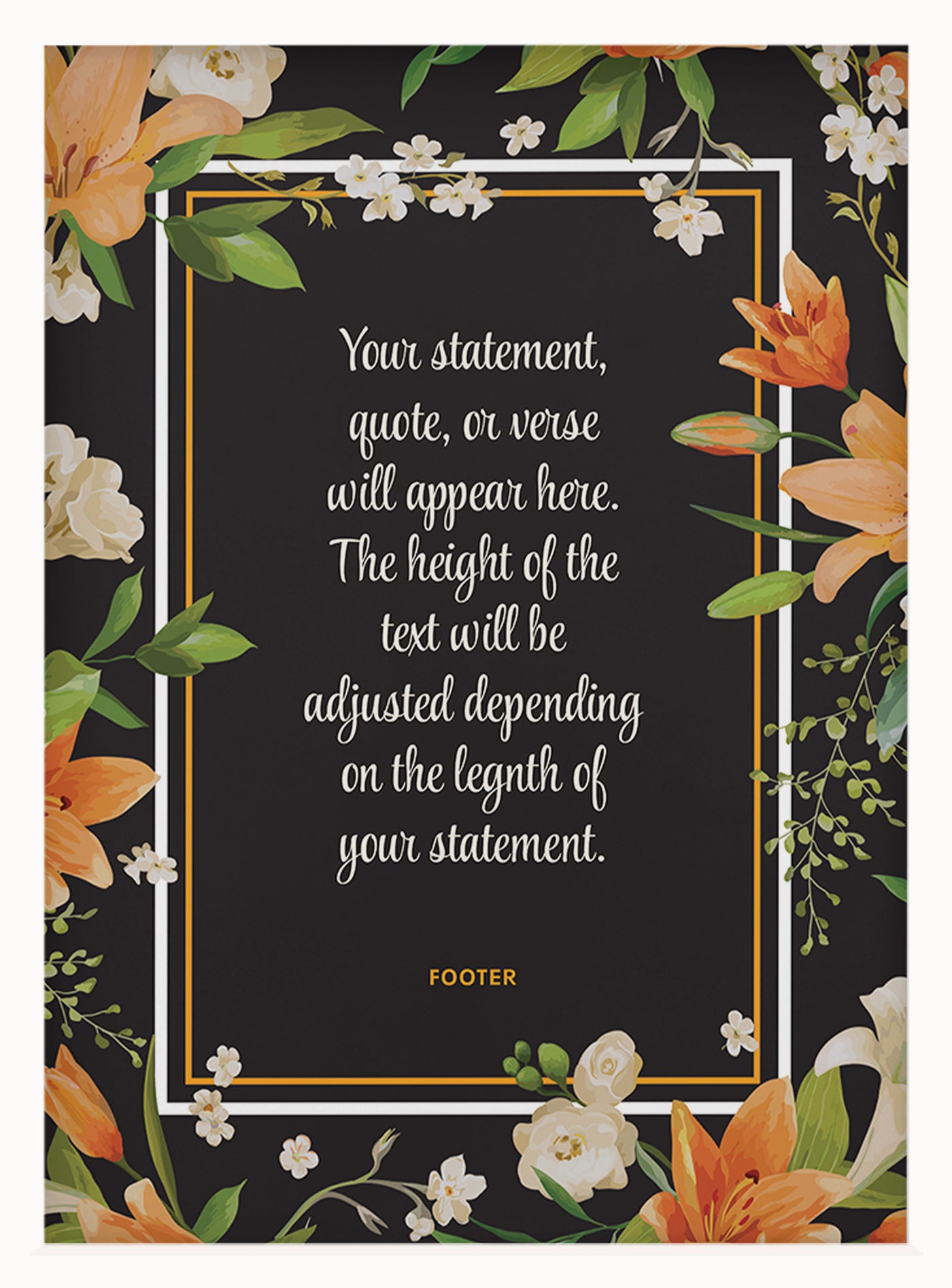 Your Text Template | Custom Quote, Poem, Verse Print, Wall Decor - Style TE Floral