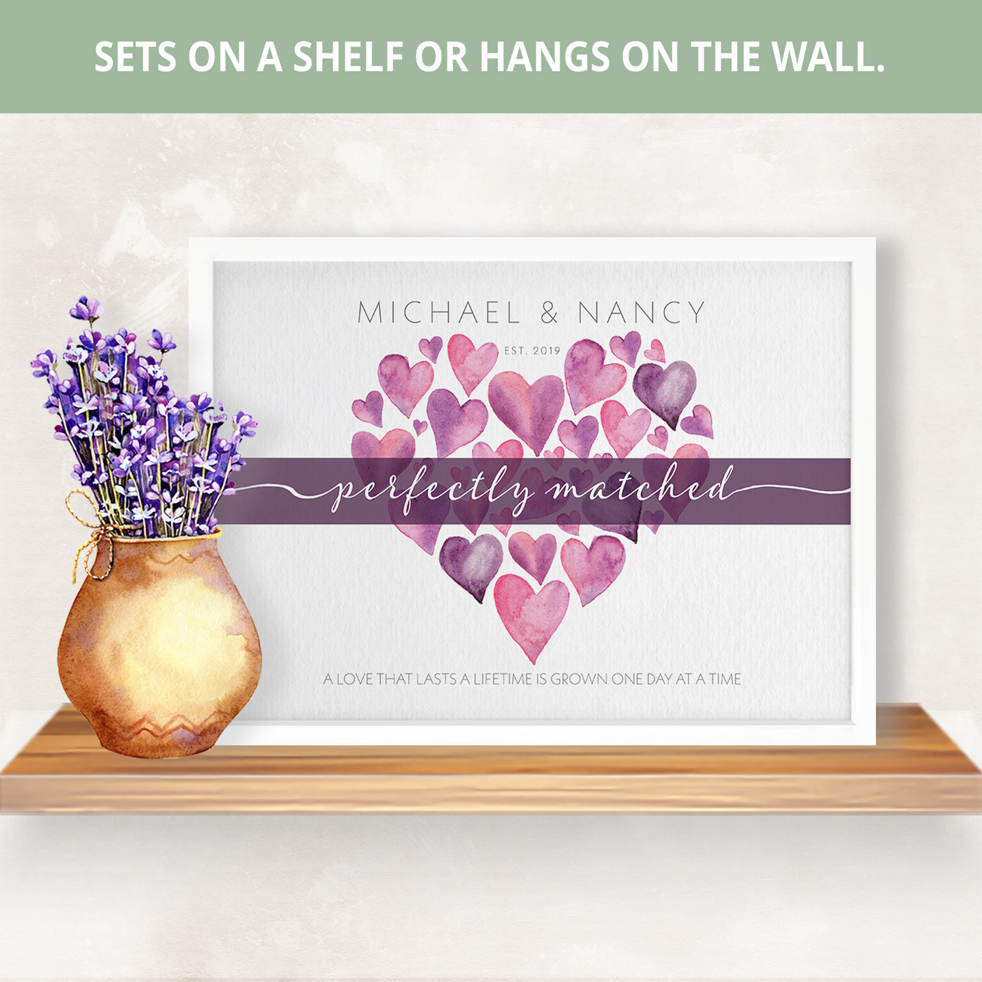 Perfectly Matched Hearts | Personalized Marriage, Anniversary Gift, Print, Wall Decor