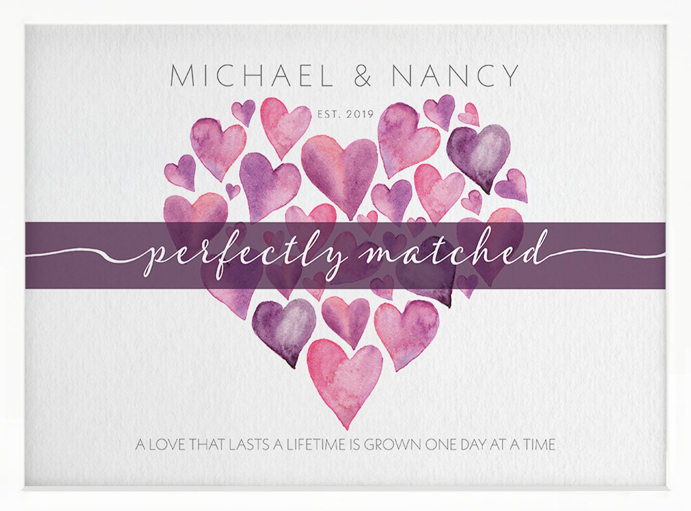 Perfectly Matched Hearts | Personalized Marriage, Anniversary Gift, Print, Wall Decor