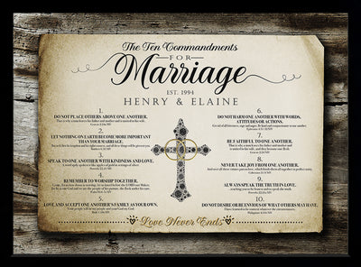 10 Commandments For Marriage black frame