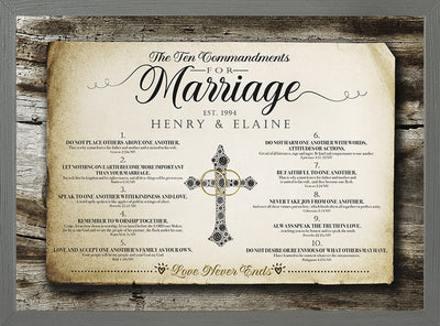 10 Commandments For Marriage gray frame