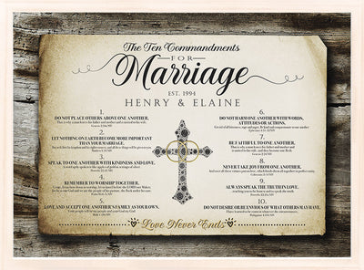 10 Commandments For Marriage natural frame