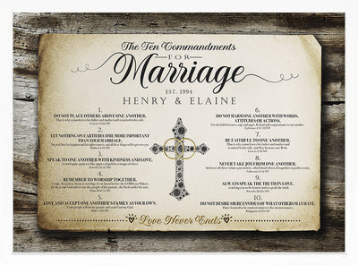 10 Commandments For Marriage white frame