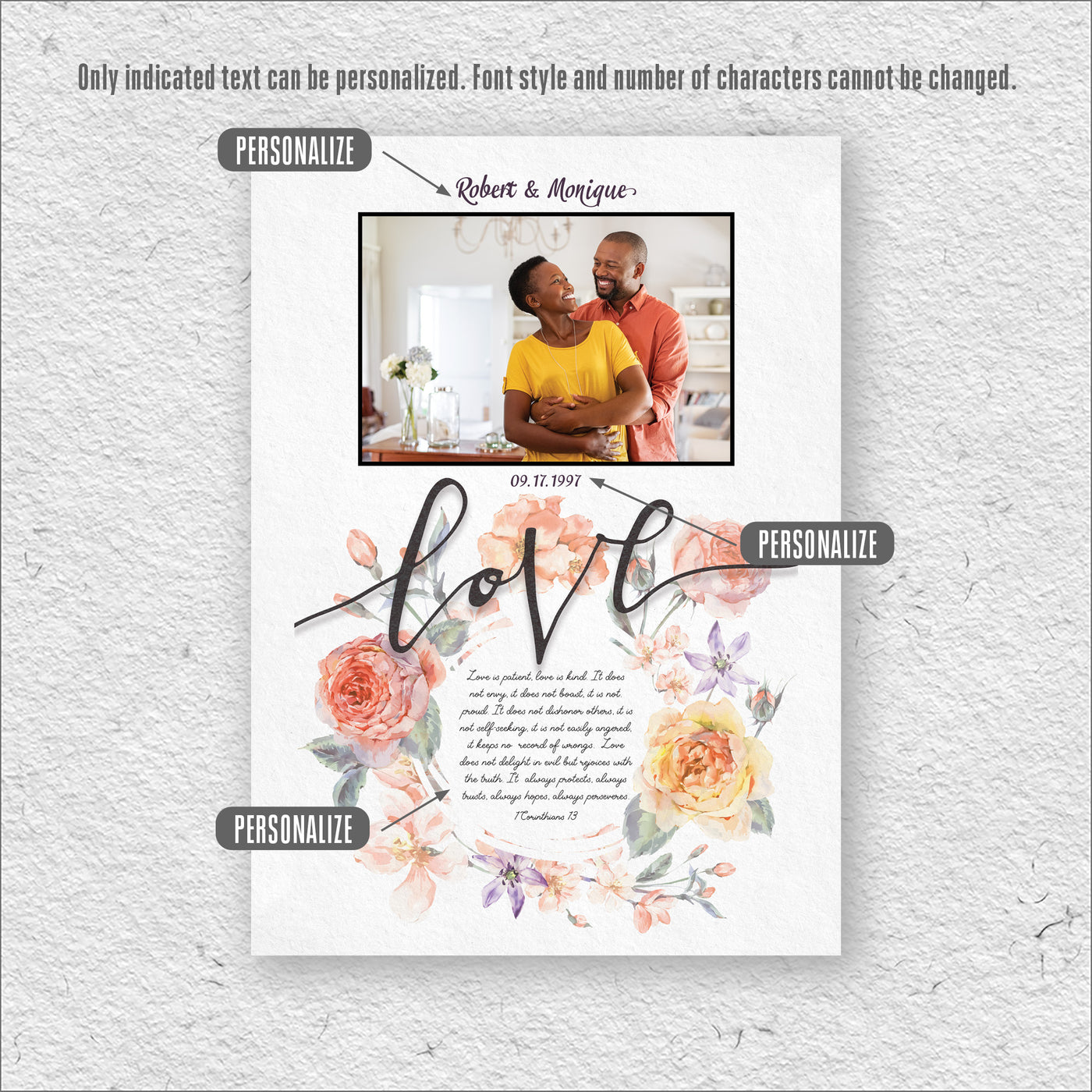 Love Is | Personalized Wedding, Anniversary, Love Gift, Print, Wall Decor - Photo