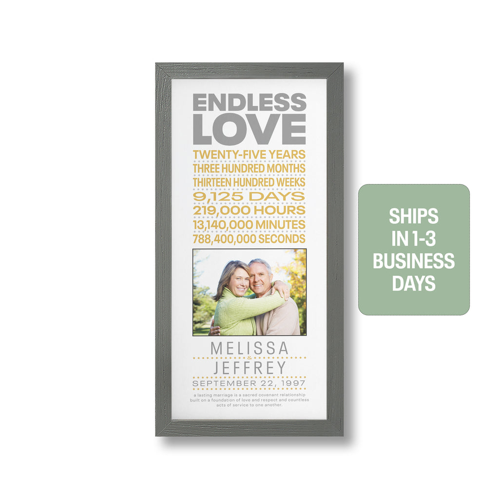 25th Anniversary | Personalized Marriage, Print or Framed Print - Statistics Photo Style B