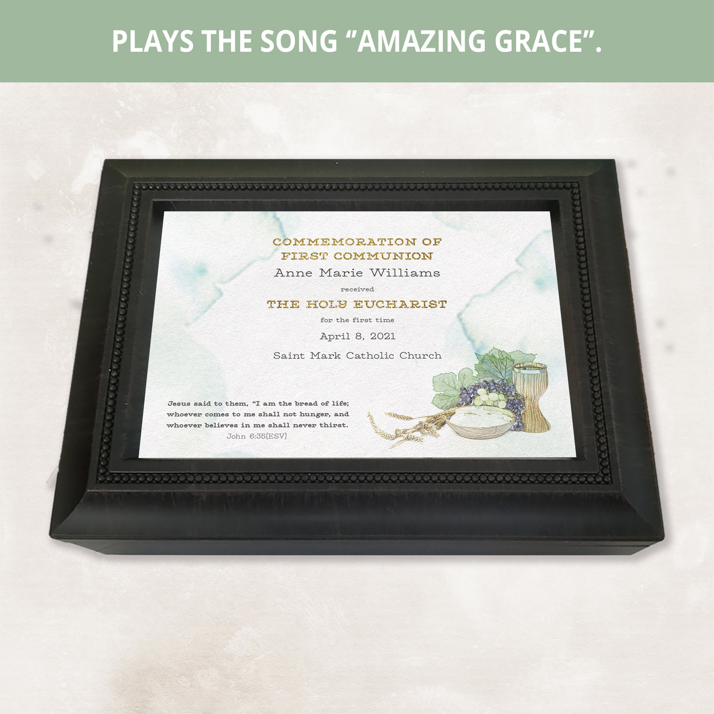 First Communion | Personalized Music Box - Parchment