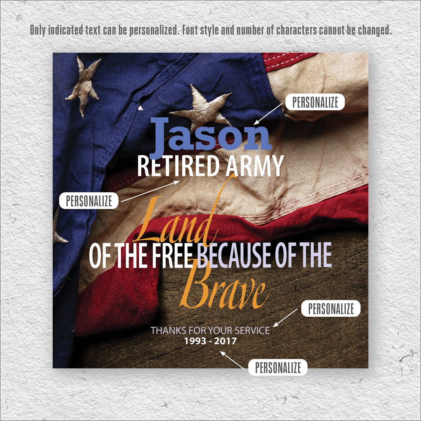 Land of the Free | Personalized Active Military, Retired Military Print, Wall Decor