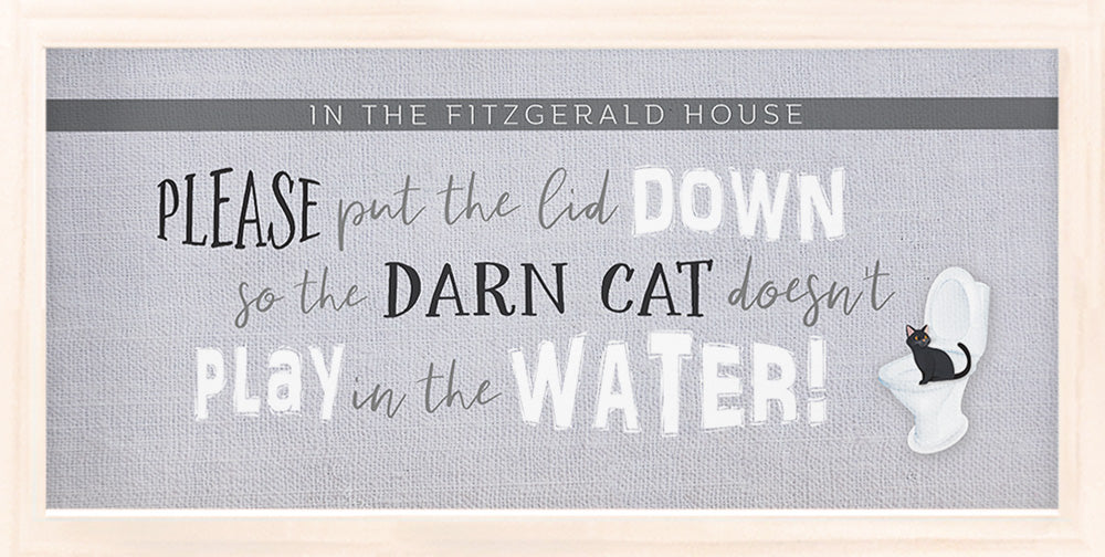 Cat Close the Lid | Personalized Bathroom Print, Wall Decor