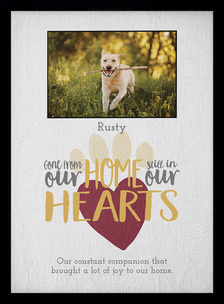 Pet Gone from Home in My/Our Heart | Personalized Dog, Cat, Pet Memorial Print, Wall Decor - Photo