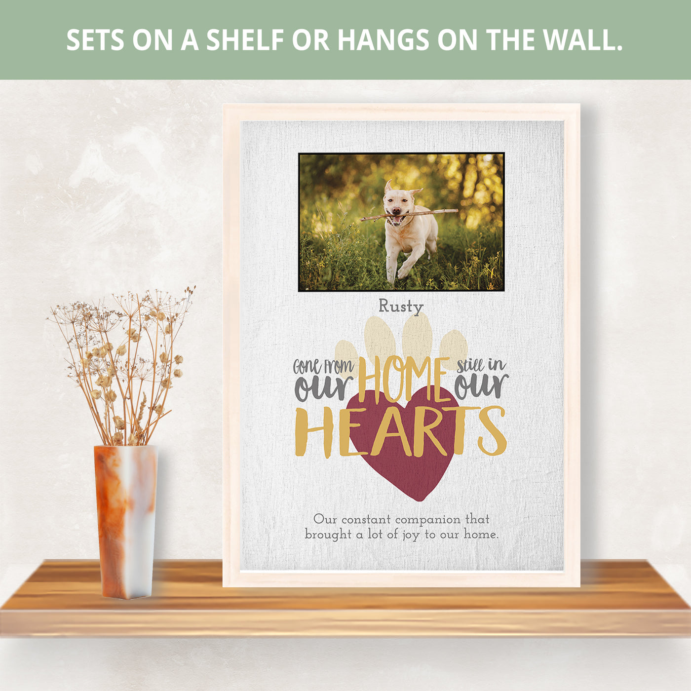 Pet Gone from Home in My/Our Heart | Personalized Dog, Cat, Pet Memorial Print, Wall Decor - Photo
