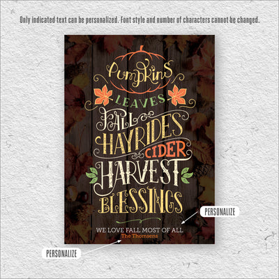 Fall Fun | Personalized Thanksgiving, Autumn Print, Wall Decor