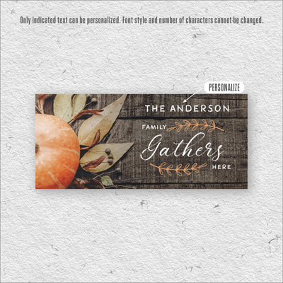 Gathers Here | Personalized Fall Season, Thanksgiving Print, Tabletop, Wall Decor