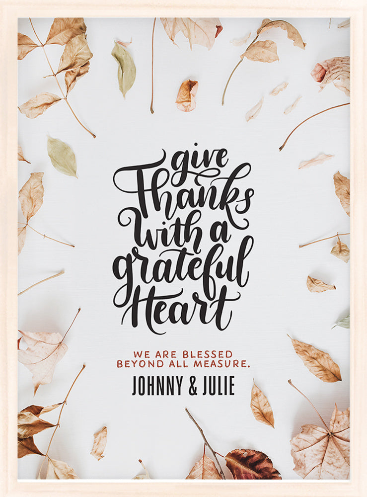 Grateful Heart | Personalized Thanksgiving, Autumn Print, Wall Decor