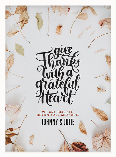 Grateful Heart | Personalized Thanksgiving, Autumn Print, Wall Decor
