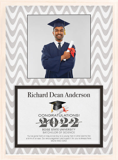 Grad | Personalized Graduation Commemoration Gift, Print, Wall Decor - Wavy Stripe Photo