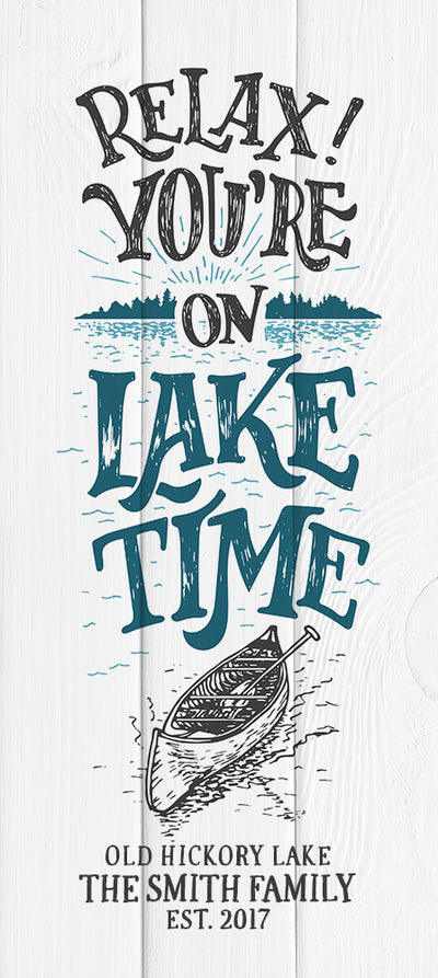 Relax on Lake Time | Personalized Lake Home Wall Print